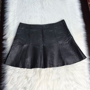 Wilsons Leather Maxima Black Perforated Leather Mini Skater Skirt